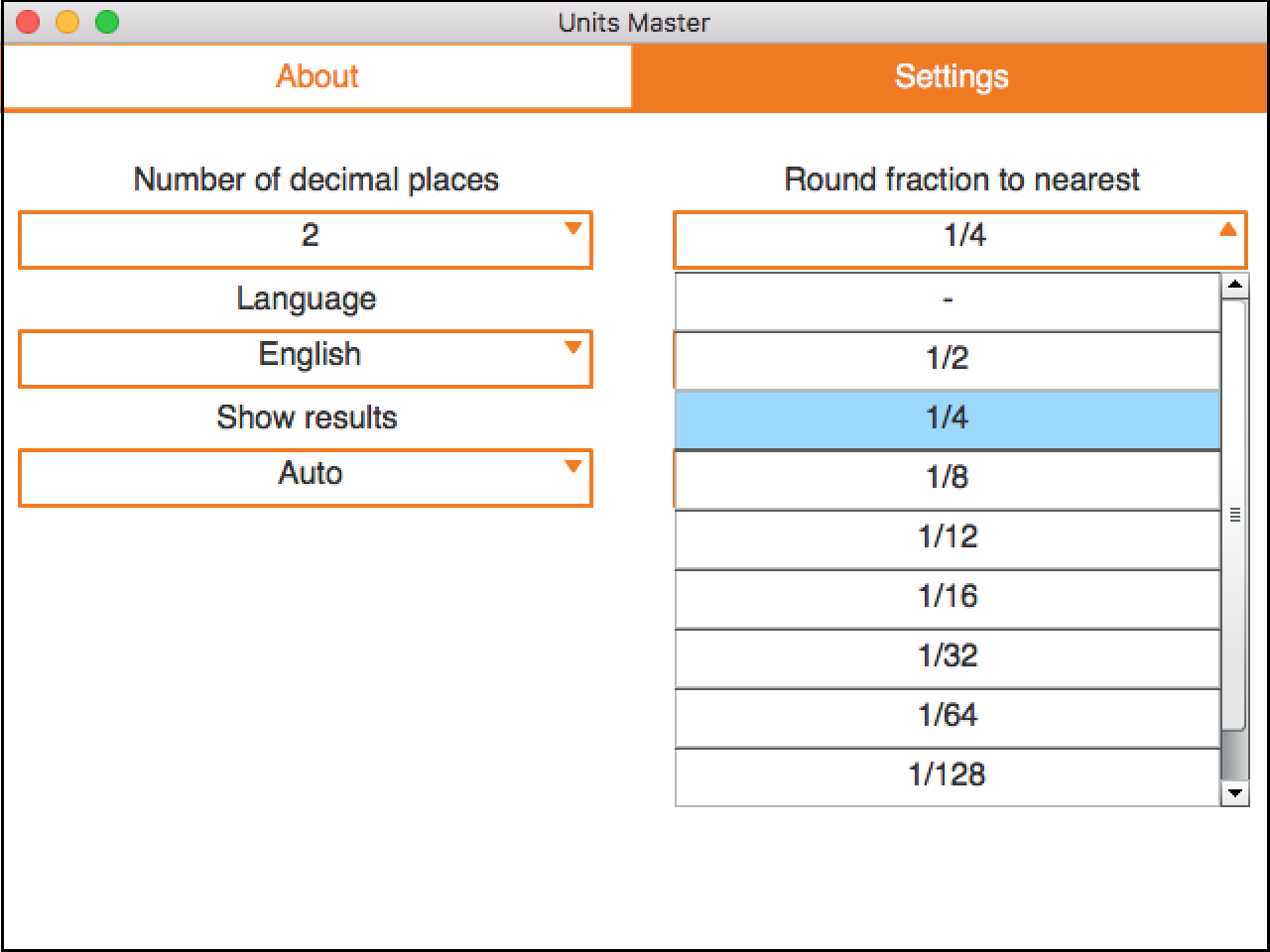 Rounding settings for fractions